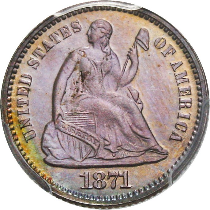 image for: 1871 H10c PCGS Proof 65 - Wonderful Pastel Toning