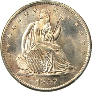 image for: 1857-O 50c PCGS MS64 - Scarce New Orleans Issue, Tied for Finest at PCGS
