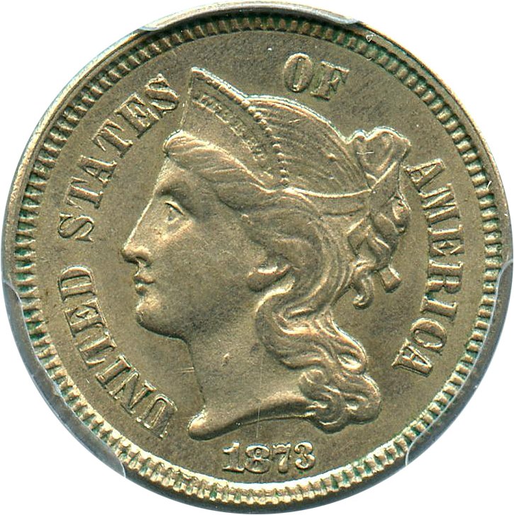 image for: 1873 3CN PCGS MS64 (Open 3) Scarce Variety - No Reserve!