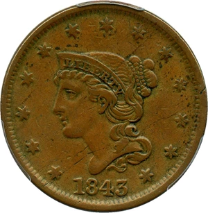 image for: 1843 1c PCGS VF35 (Petite Head, Small Letters)