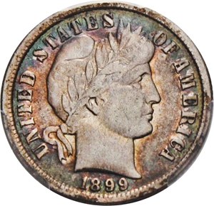 image for: 1899-O 10c PCGS VF30 - Colorful Toning