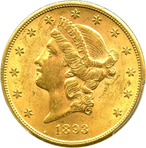 image for: 1893-S $20 PCGS MS62 - No Reserve!