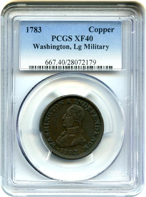 image for: 1783 Washington Copper PCGS XF40 (Military, Large Bust) Affordable Early Copper