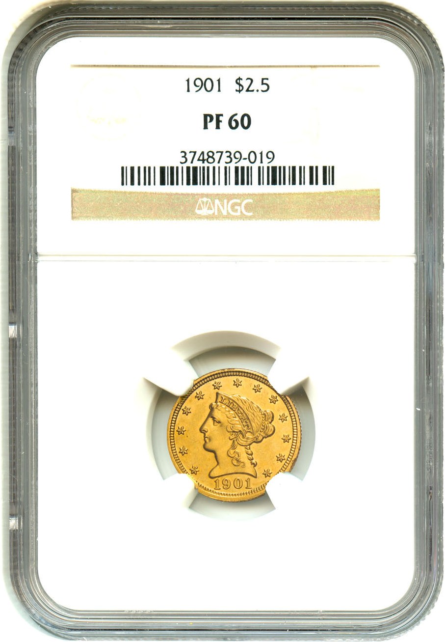 image for: 1901 $2 1/2 NGC Proof 60 - Affordable Proof Quarter Eagle