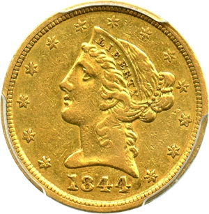 image for: 1844-D $5 PCGS XF45 - Desirable Dahlonega Half Eagle - No Reserve!