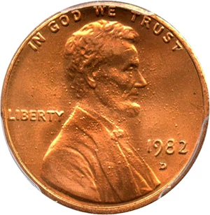 image for: 1982-D 1c PCGS MS67 RD (Zinc, Large Date) - No Reserve!