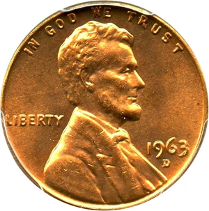 image for: 1963-D 1c PCGS MS65 RD