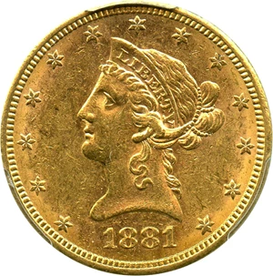 image for: 1881-S $10 PCGS AU58 - No Reserve!