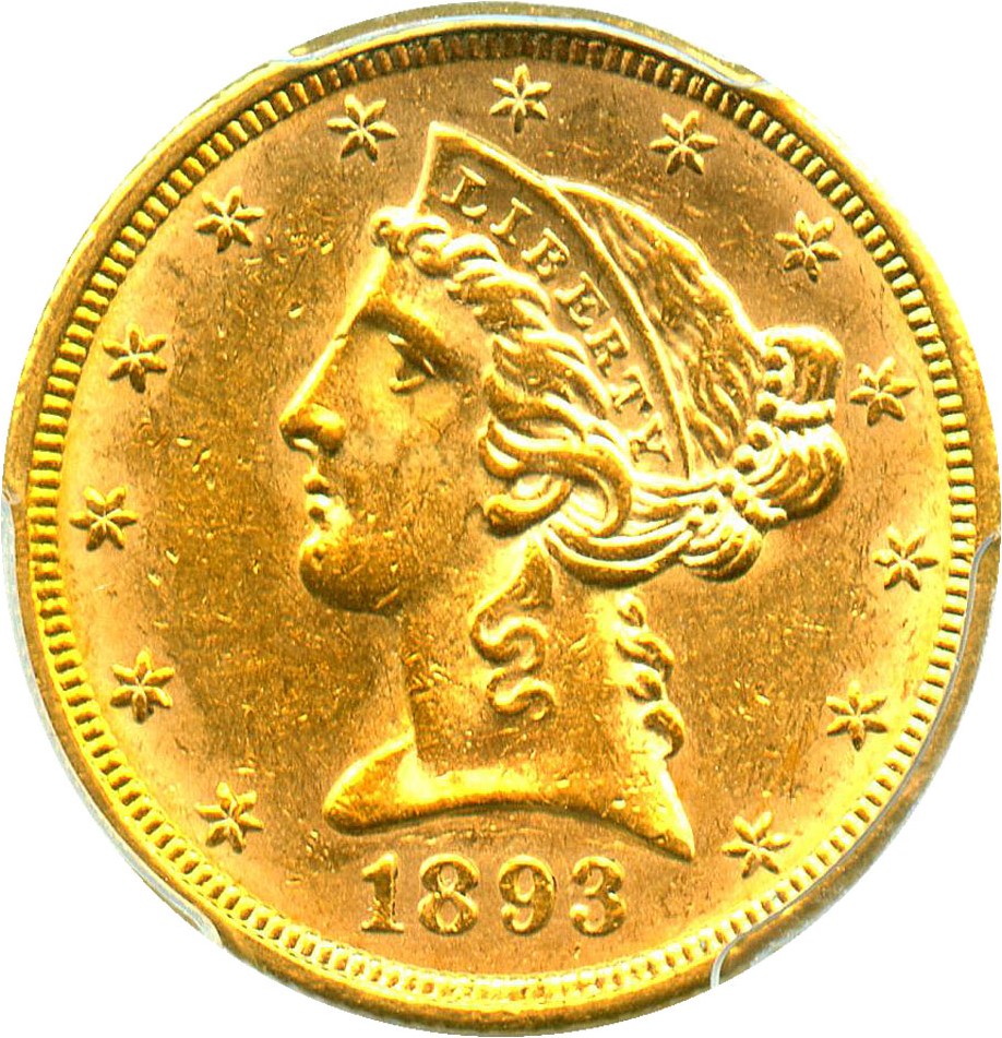 image for: 1893-O $5 PCGS MS61