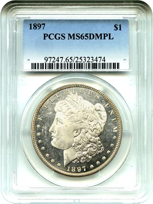 image for: 1897 $1 PCGS MS65 DMPL - Rare Gem DMPL Morgan, Only 2 Finer