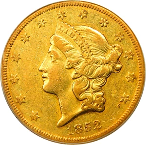 image for: 1852-O $20 PCGS AU50 - Very Scarce Type 1 New Orleans Gold