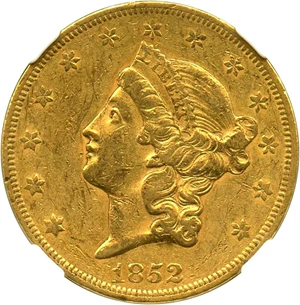 image for: 1852 $20 NGC AU53 - Desirable Type 1 Double Eagle