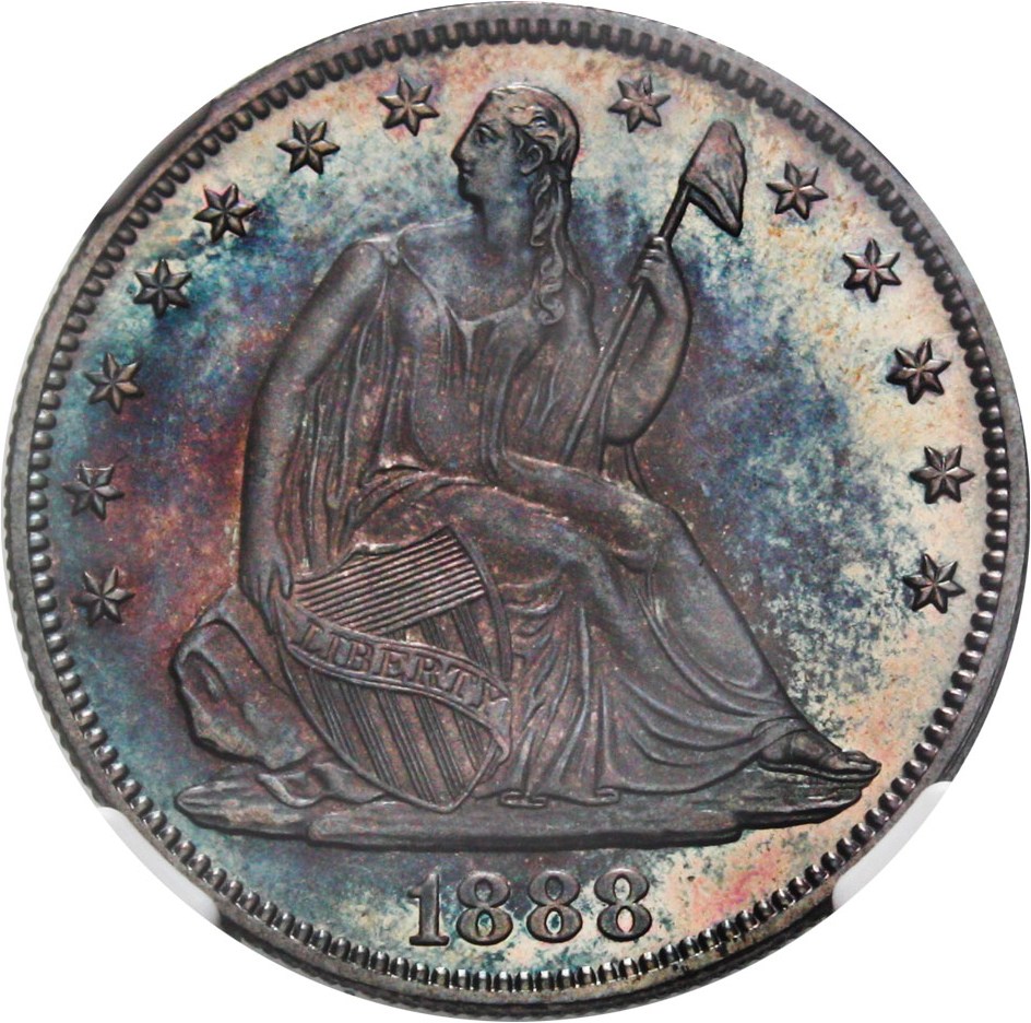 image for: 1888 50c NGC Proof 65 - Colorful Toning