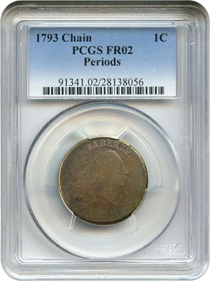 image for: 1793 Chain 1c PCGS AG-2 (Periods) Scarce & Popular 1-Year Type Coin