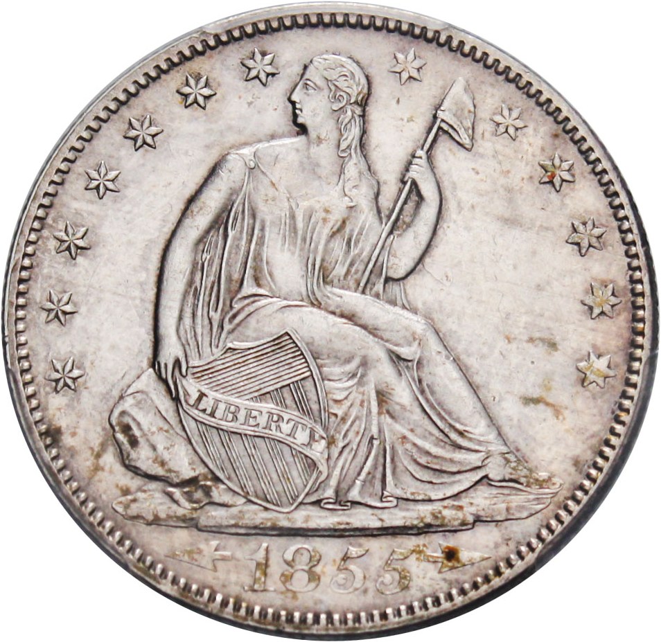 image for: 1855 50c PCGS/CAC AU58 (Arrows)