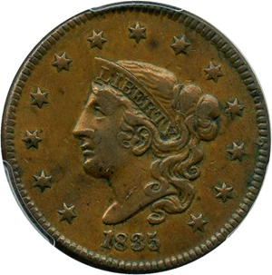 image for: 1835 1c PCGS XF45 (Head of 1836) Underrated Large Cent