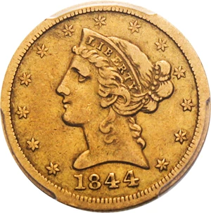 image for: 1844-O $5 PCGS/CAC XF40 - Affordable O-Mint Half Eagle