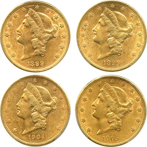 image for: Collector Lot: 1899-S, 1904-S, and 1905-S $20 PCGS AU55 (4 Coins) - No Reserve!