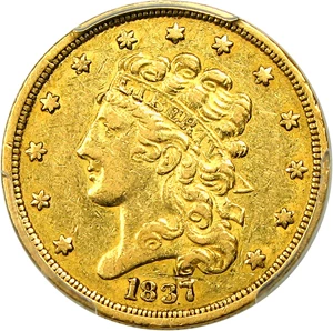 image for: 1837 $5 PCGS AU50 - Classic Head Type Coin
