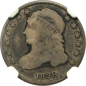 image for: 1829 10c NGC Good-4 (Curl Base 2, JR-10) Rare Variety