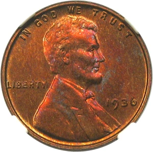 image for: 1936 1c NGC Proof 65 RB (Type 1, Satin Finish) Key Date Proof