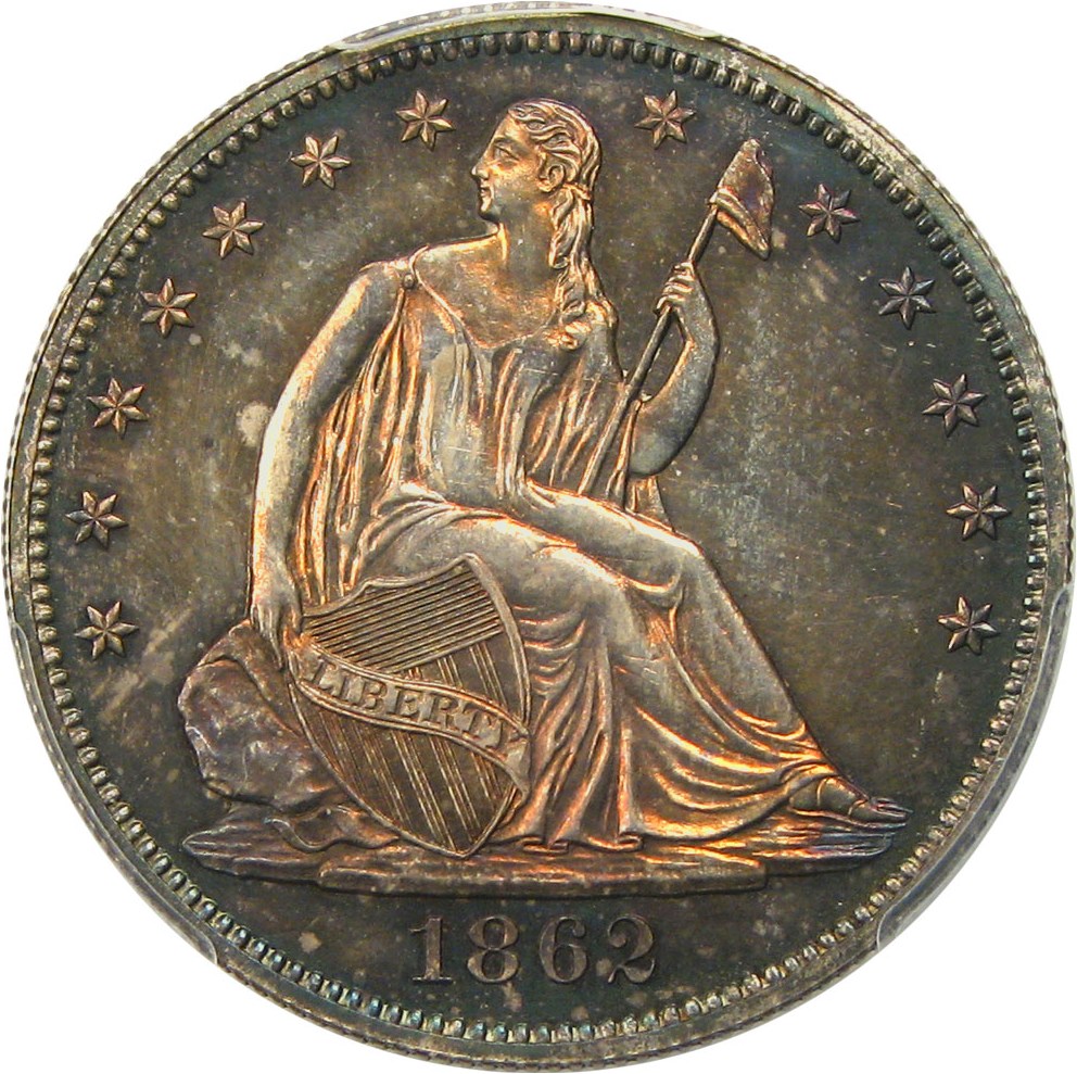 image for: 1862 50c PCGS Proof 63 - Colorful Toning
