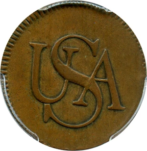 image for: Bar Cent PCGS/CAC AU53 - Extremely Popular & Scarce Colonial Issue