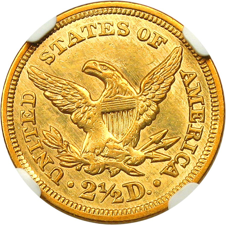 image for: 1847 $2 1/2 NGC MS60 - Scarce Low Mintage Quarter Eagle - ex: Bass Collection