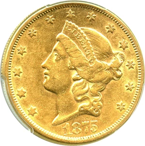 image for: 1875-S $20 PCGS AU53 - No Reserve!