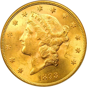 image for: 1893-S $20 PCGS MS63