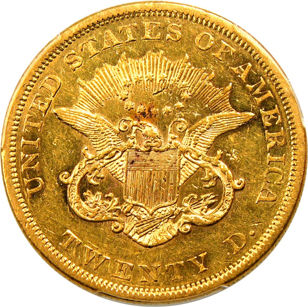 image for: 1863 $20 PCGS AU53 - Rare Civil War Double Eagle