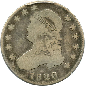 image for: 1820 25c PCGS VG-8 (Small 0)