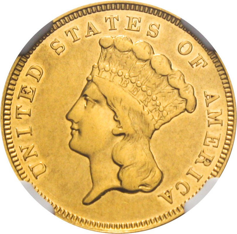 image for: 1886 $3 NGC XF45 - Low Mintage Princess Gold