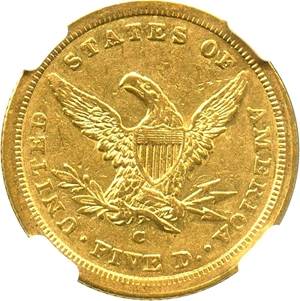 image for: 1843-C $5 NGC XF45 - Desirable Gold Issue from the Charlotte Mint - No Reserve!