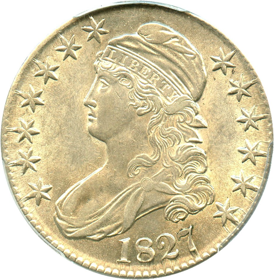 image for: 1827 50c PCGS AU58 (Curl Base 2) Popular Variety