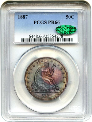 image for: 1887 50c PCGS/CAC Proof 66 - Colorful Toning