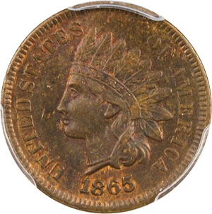 image for: 1865 1c PCGS/CAC MS63 BN (Plain 5)