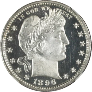image for: 1896 25c NGC Proof 64 CAM - Frosty White Proof
