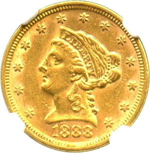 image for: 1888 $2 1/2 NGC AU55