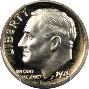 image for: 1970 No S 10c PCGS Proof 67+ CAM (Missing Mintmark Error)