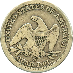 image for: 1864-S 25c PCGS VG-10 - Scarce Civil War S-Mint Quarter