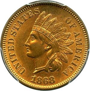 image for: 1868 1c PCGS/CAC MS64 RD - Scarce Date in Red