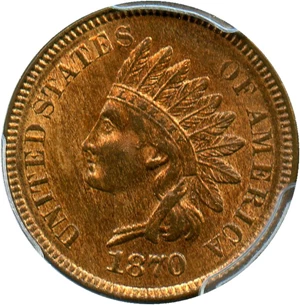 image for: 1870 1c PCGS MS65 RB - Key Date