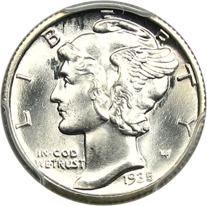 image for: 1935-S 10c PCGS MS67 FB - Snow White Gem