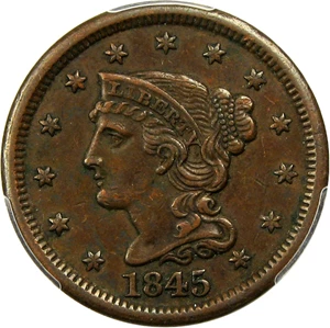 image for: 1845 1c PCGS AU50