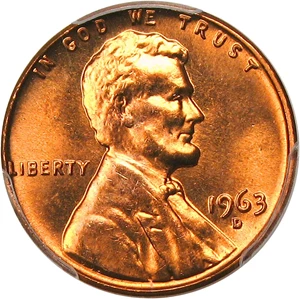 image for: 1963-D 1c PCGS MS66+ RD - Grade Rarity Gem - Tied for Finest at PCGS