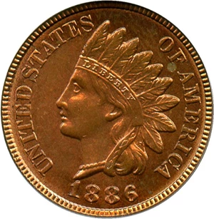 image for: 1886 1c PCGS MS64 RB (Variety 2) Key Variety - Mostly Red