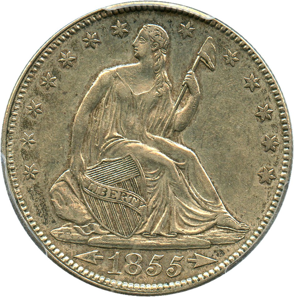 image for: 1855 50c PCGS AU50 (Arrows)