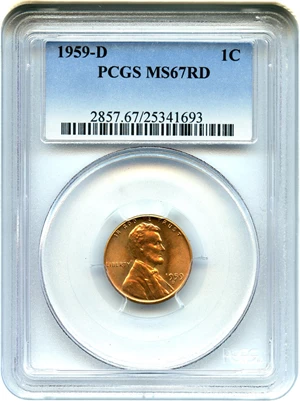 image for: 1959-D 1c PCGS MS67 RD - Registry Quality Gem - No Reserve!