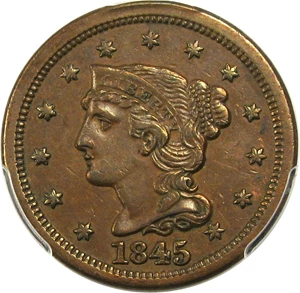 image for: 1845 1c PCGS AU50 (Newcomb 9)